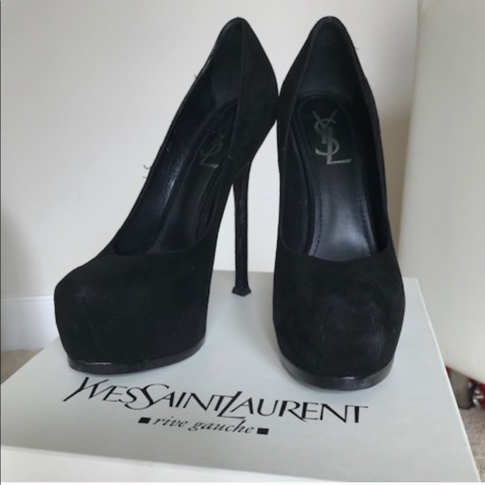 Yves Saint Laurent Tribtoo 105 Black Suede 8.5